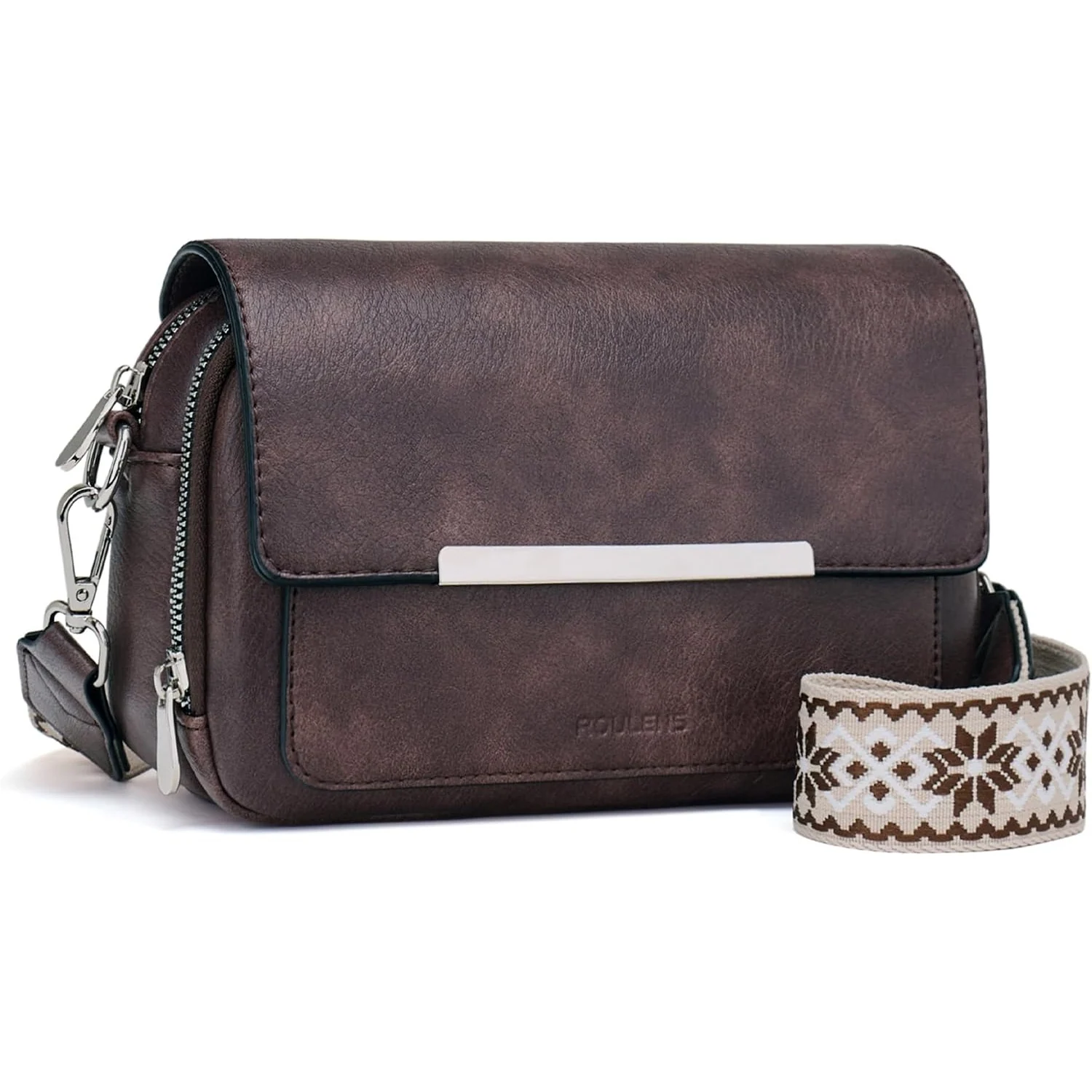 Roulens RFID Camera Crossbody in Coffee
