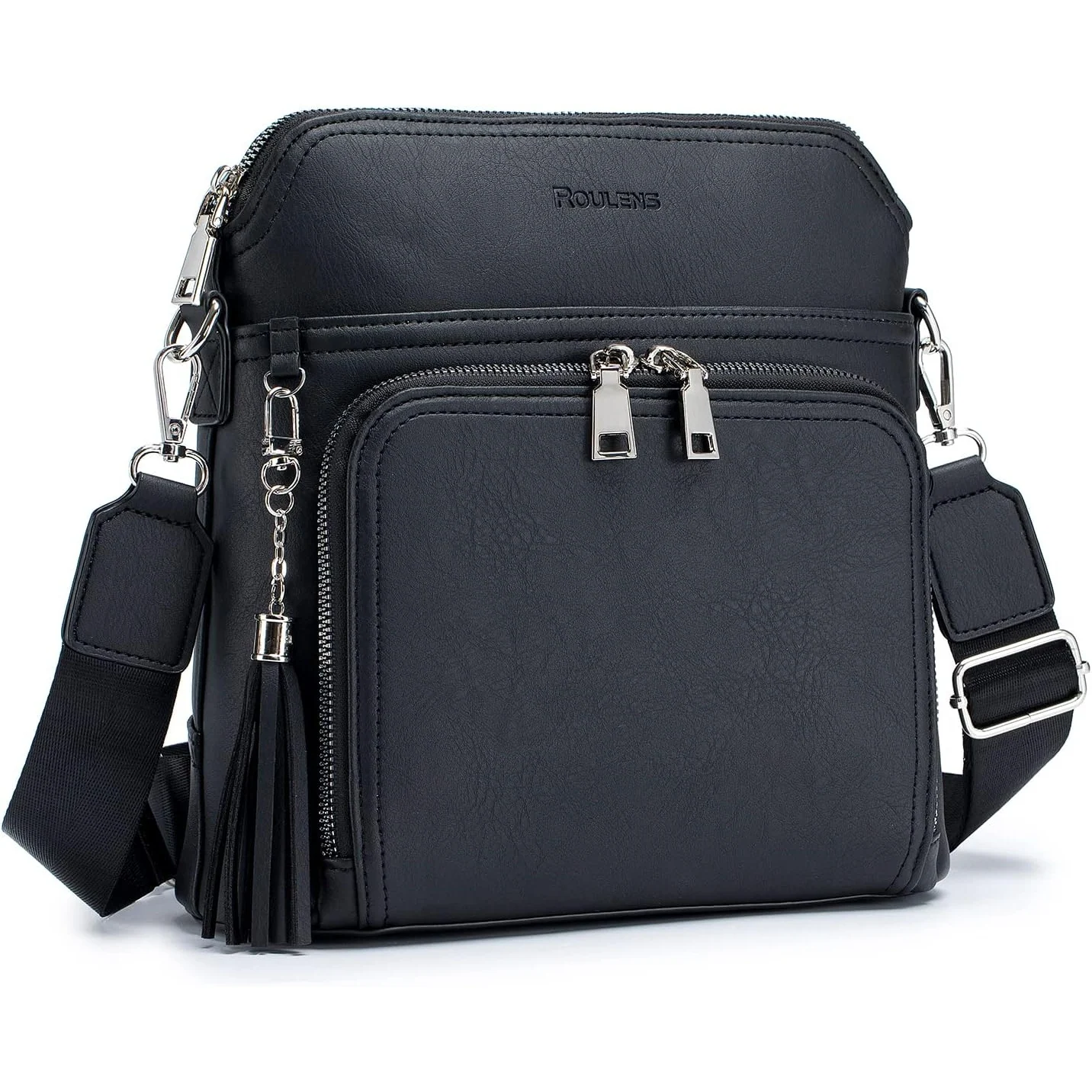 Roulens Tassel Wallet Crossbody in Black