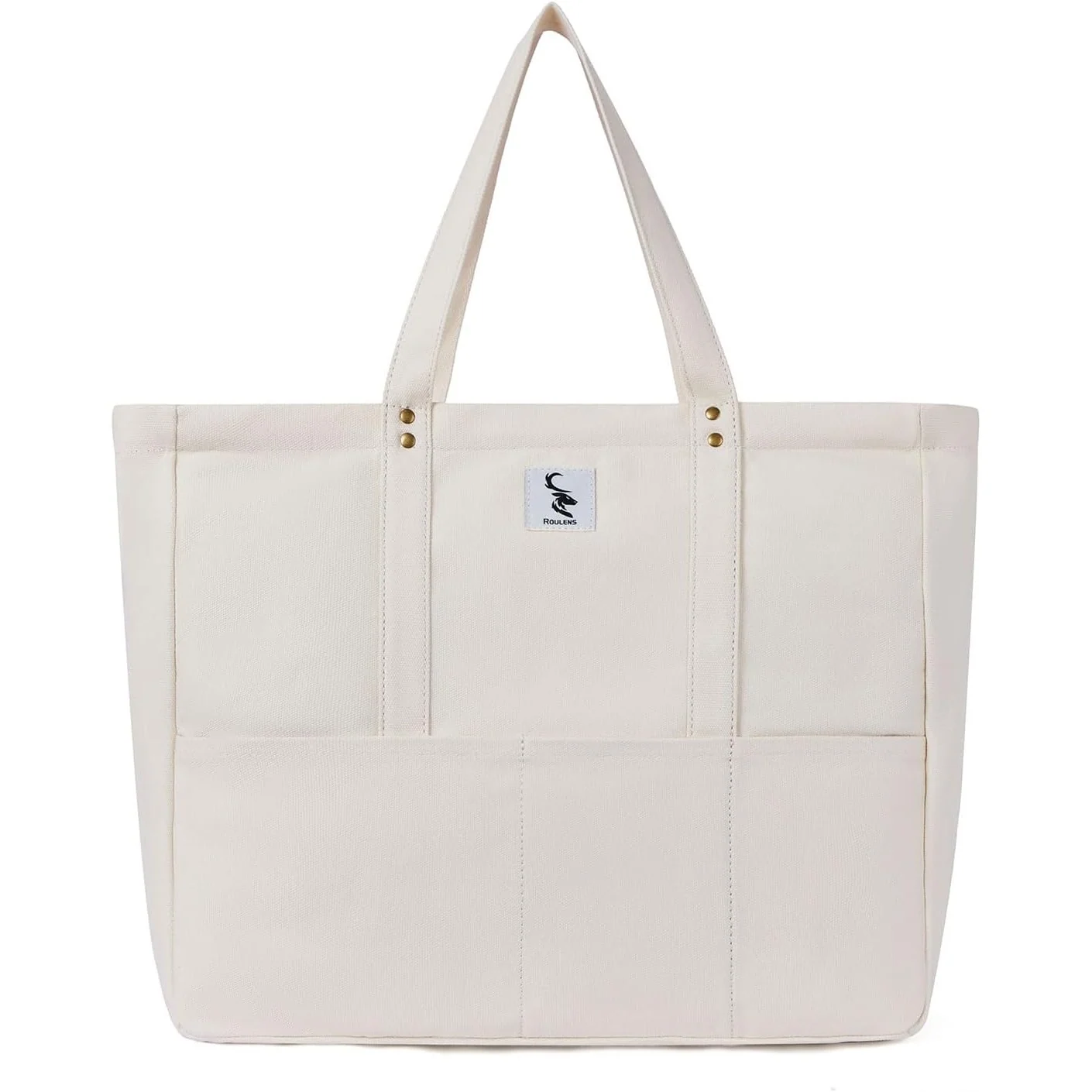 Roulens Canvas Zip Tote in Beige