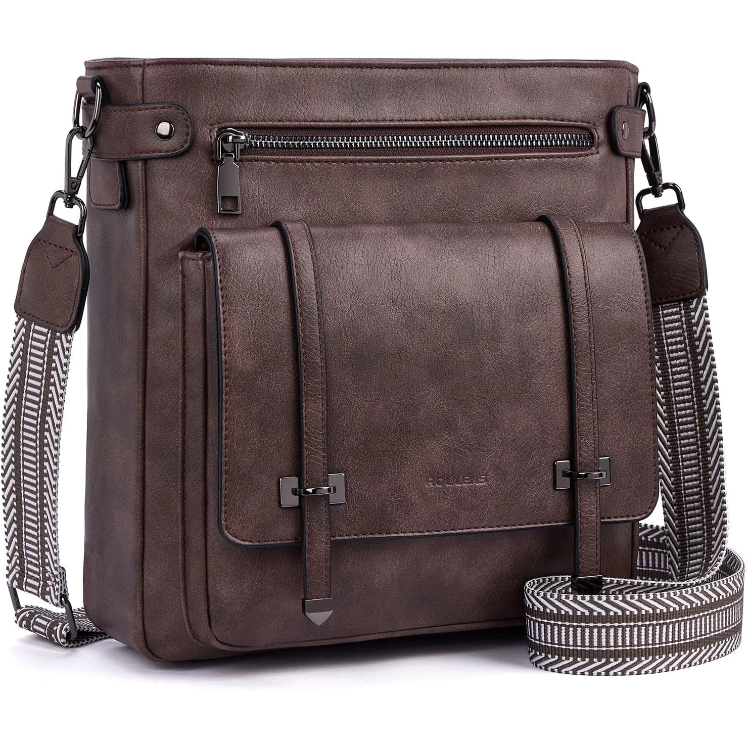 Roulens Flap Guitar-Strap Crossbody in Coffee
