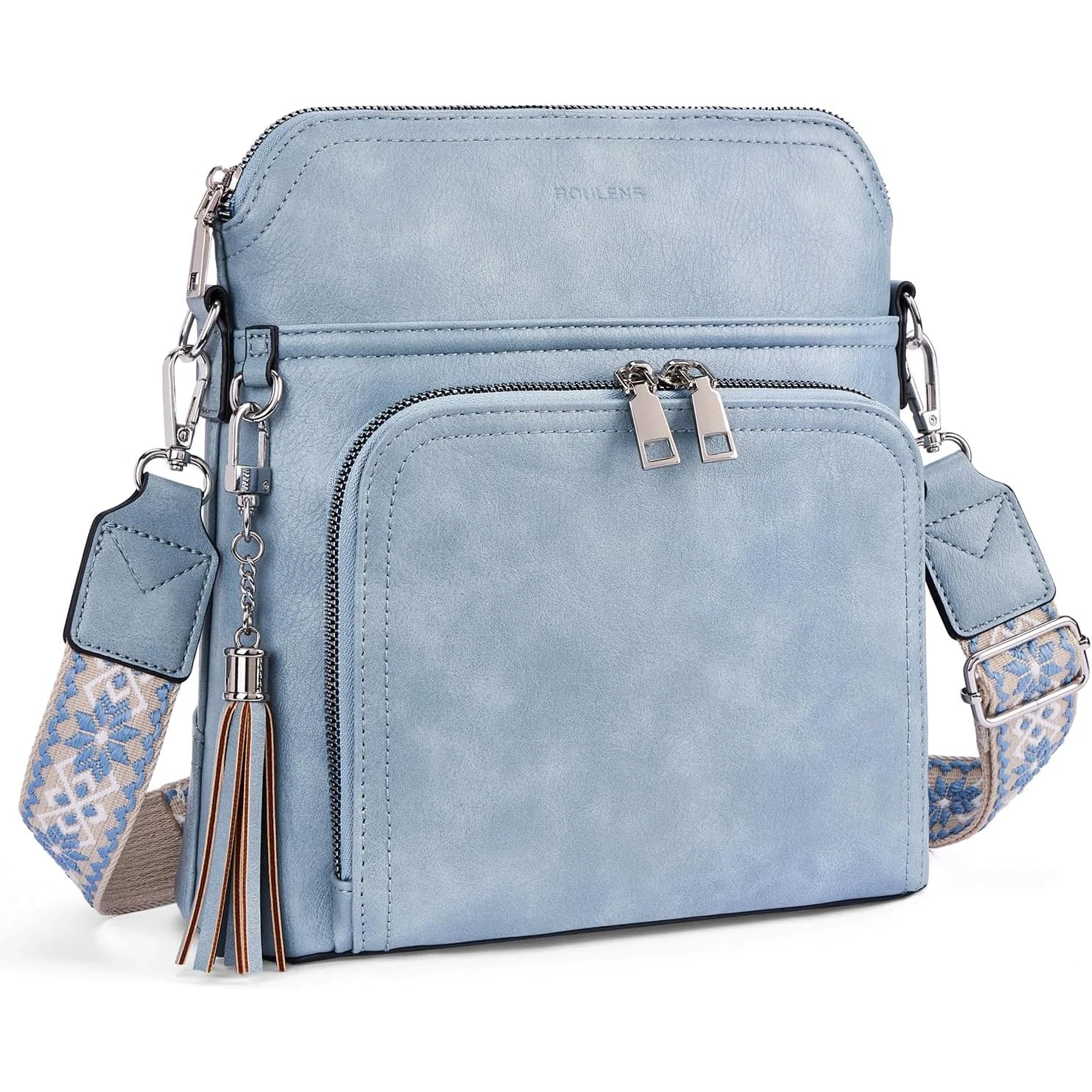 Roulens Tassel Wallet Crossbody in Sky Blue