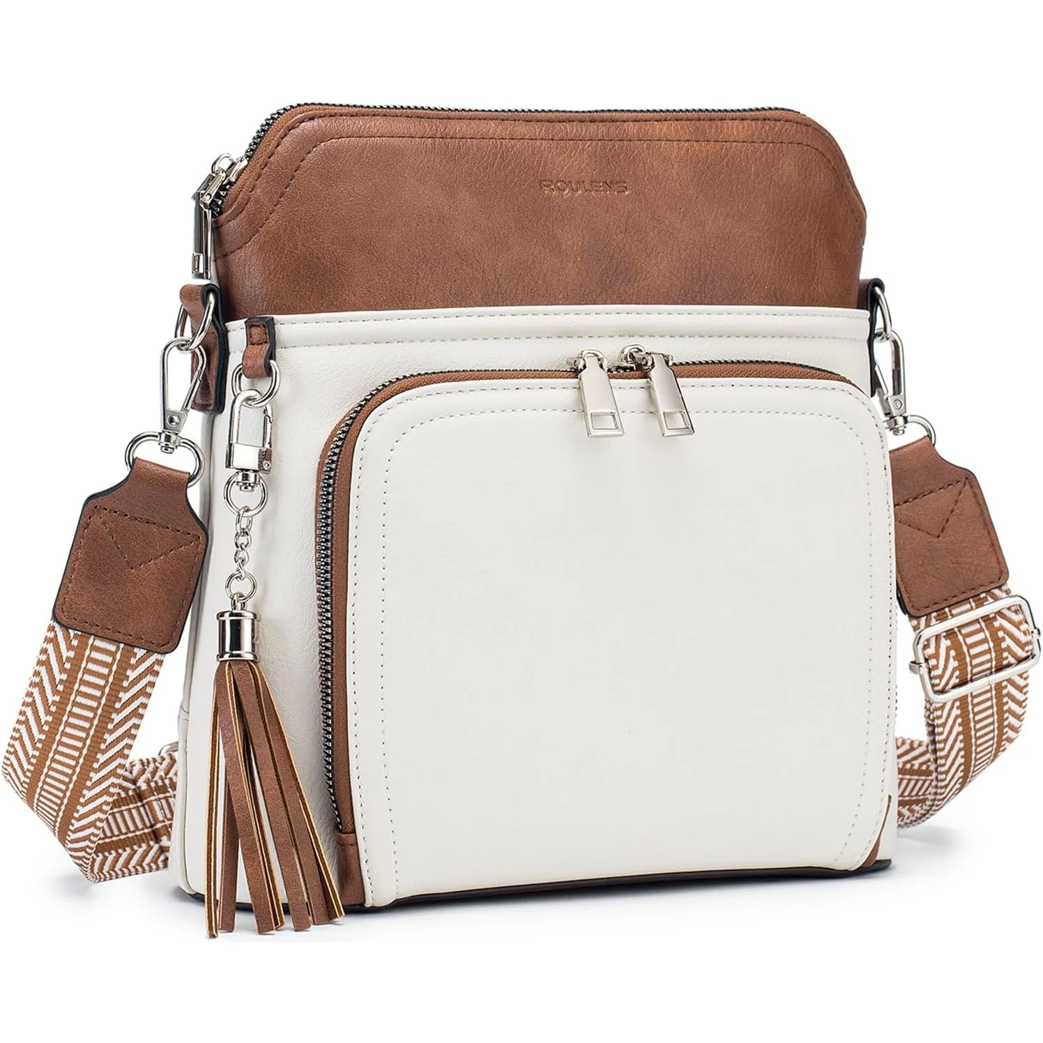 Roulens Tassel Wallet Crossbody in Beige Brown