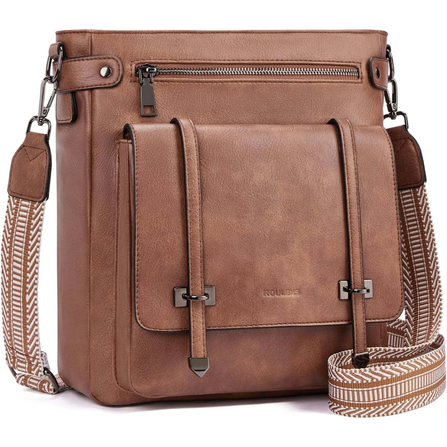 Roulens Flap Guitar-Strap Crossbody in Brown