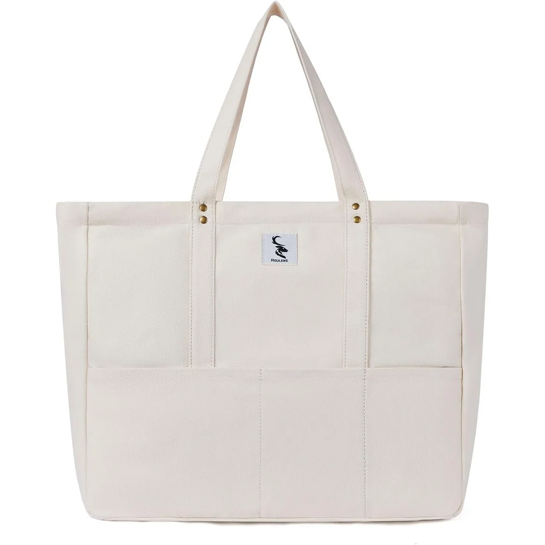 Canvas Zip Tote in Beige