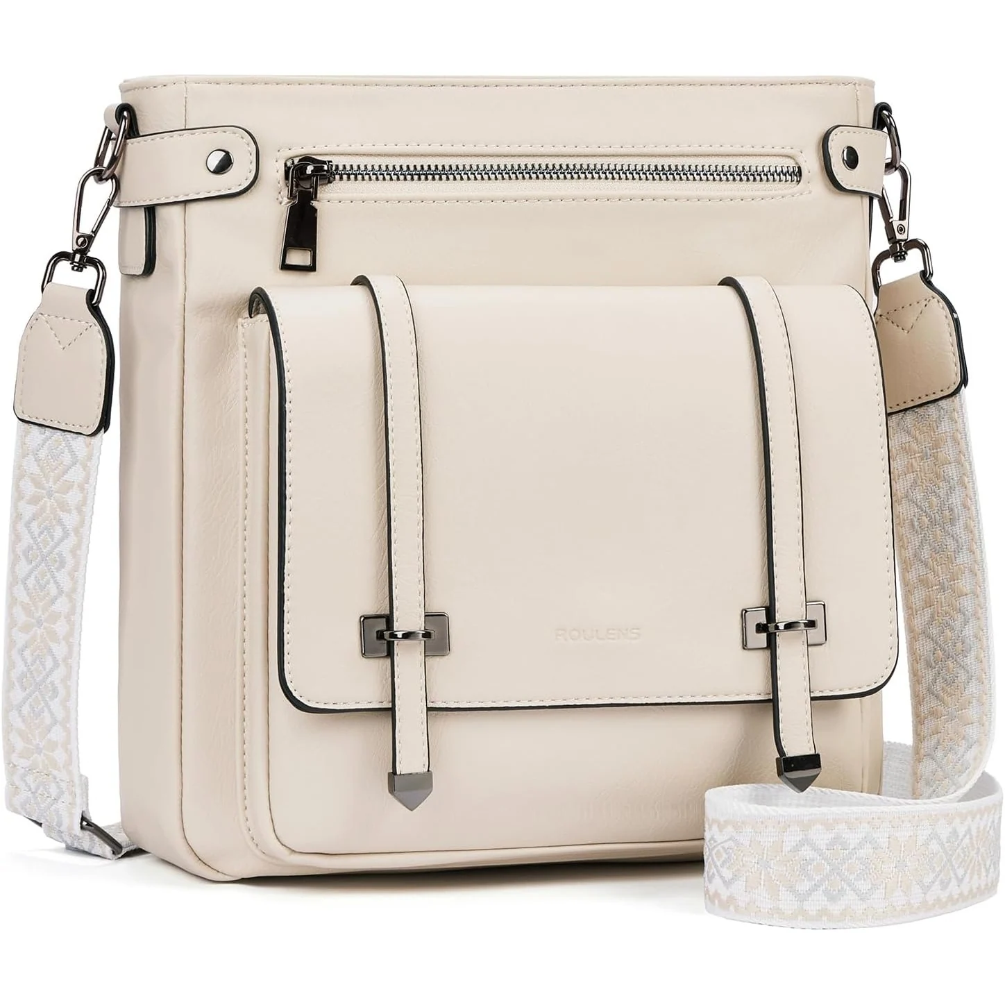 Roulens Flap Guitar-Strap Crossbody in Apricot